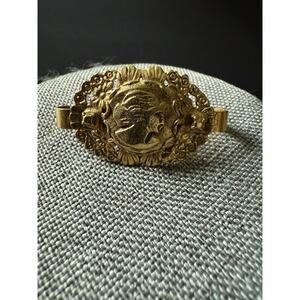 Vintage Art Nouveau Scarf Clip Gold Tone Victorian Floral Career Retro Corpcore